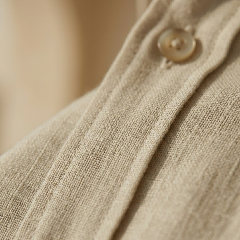 FJØRNA men's linen blend shirt and shorts co-ord set for summer, featuring lightweight fabric and casual fit in a stylish design.