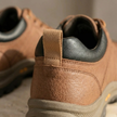 Red leather men's orthopedic shoes by FJØRNA, featuring supportive design and comfortable fit for everyday wear.