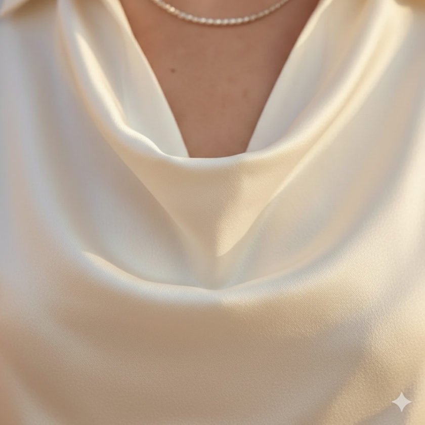 Women's Satin Blouse Draped Neck Elegant Office Formal