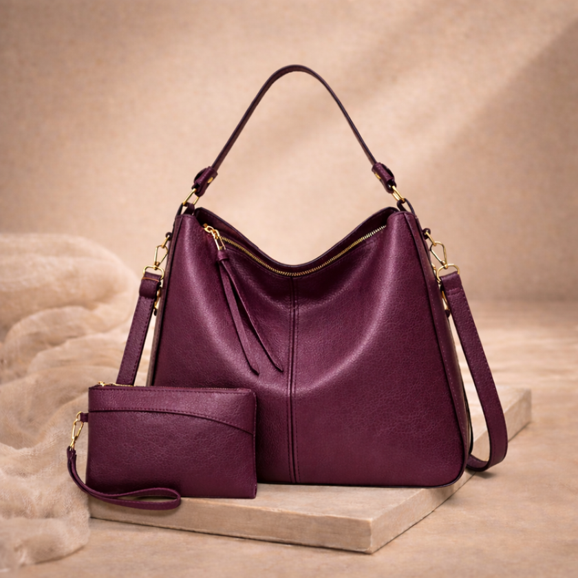 FJØRNA faux leather hobo shoulder bag for women, vegan bag with soft texture and spacious design.