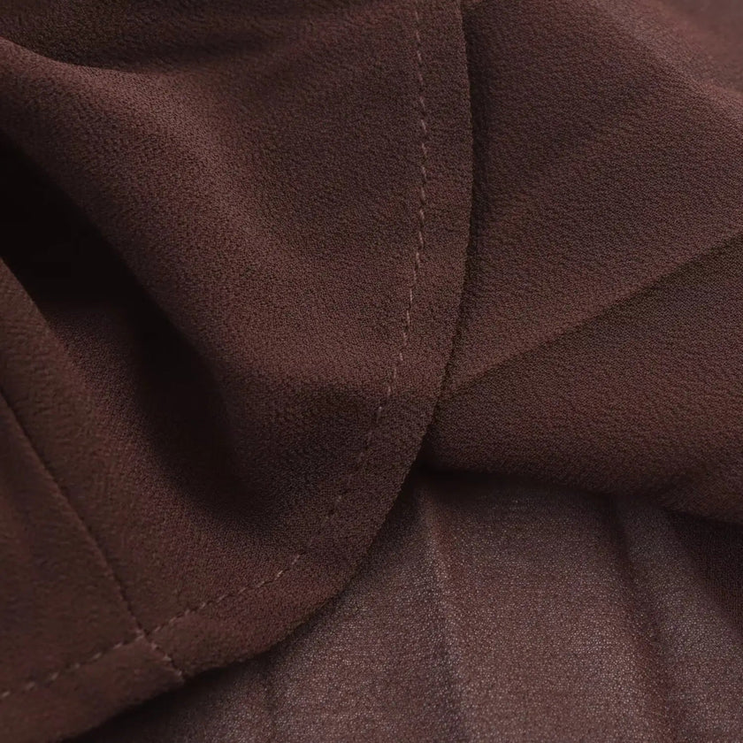 Women's Midi Dress – Elegant Chiffon with Turn-Down Collar - 8