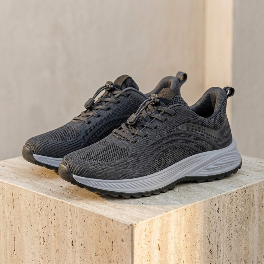 Men’s FJØRNA lightweight mesh trainers with breathable fabric and non-slip rubber soles, ideal for comfort and active wear.