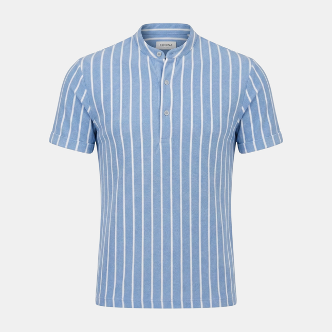 Striped Print Short Sleeve Collar Shirt