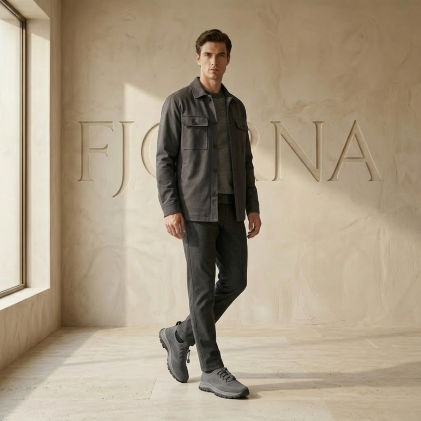 Men’s FJØRNA mesh outdoor trainers with orthopaedic support, breathable athletic shoes for active outdoor activities.