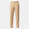 Men's linen straight leg trousers by FJØRNA with relaxed fit and striped pattern, shown in a natural, casual style.