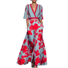 Elegant floral V-neck dress for women by FJØRNA, featuring a stylish and feminine design in soft, flowy fabric.