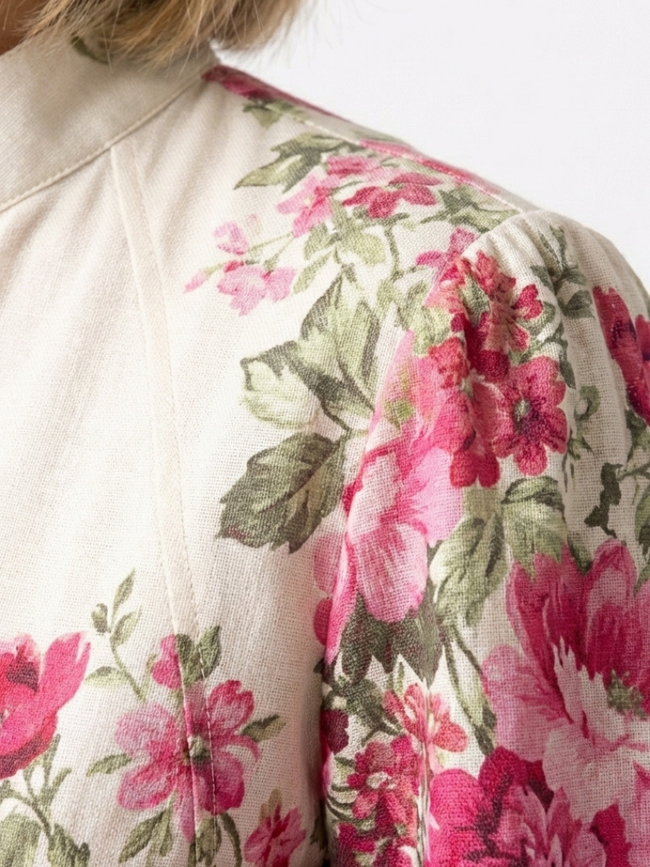 FJØRNA women's floral summer maxi dress with belt, flowing lightweight fabric, perfect for warm weather and casual occasions.