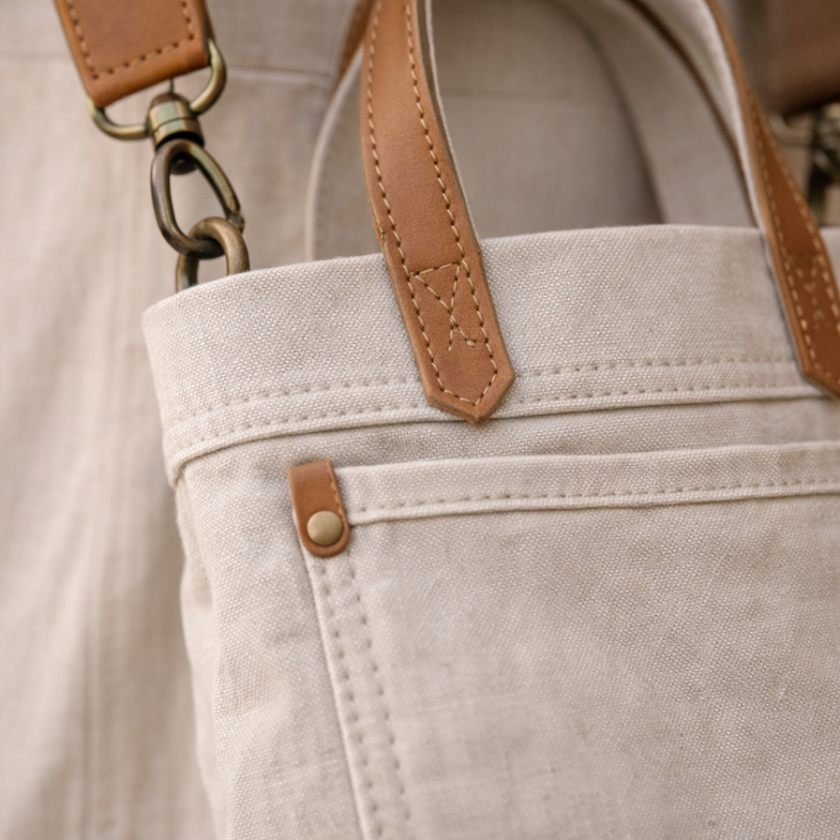 Large canvas messenger bag for women by FJØRNA, featuring a spacious design and adjustable shoulder strap.