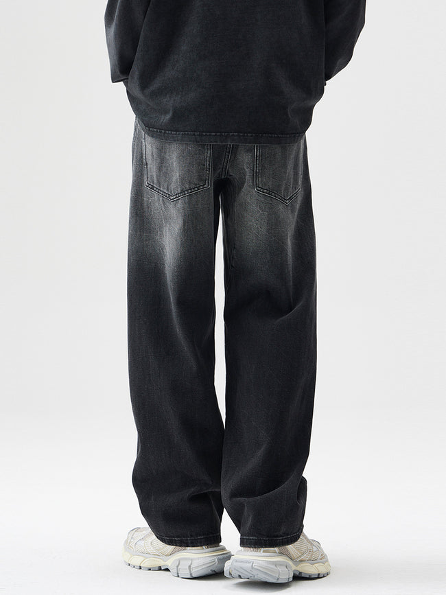 Loose Wide Leg Trousers Black Denim