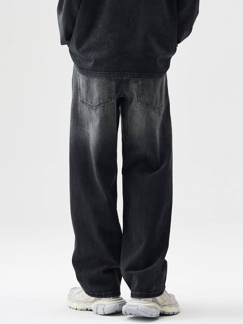 Loose Wide Leg Trousers Black Denim