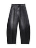 Loose Wide Leg Trousers Black Denim