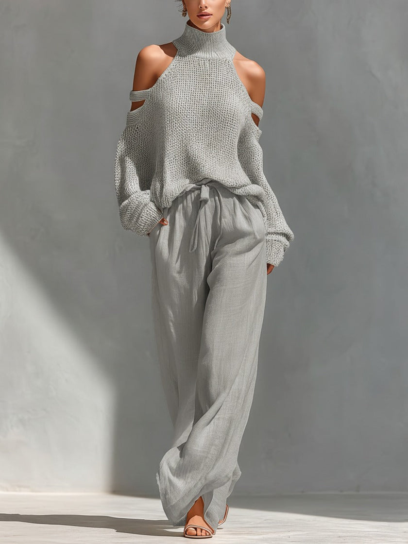 FJØRNA women's linen summer two-piece co-ord set featuring a flowy top and matching shorts, ideal for warm-weather wear.