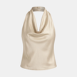 FJØRNA men's satin top, stylish and smooth fabric, featuring a sleek design perfect for casual or elegant wear.