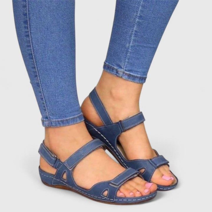 FJØRNA orthopedic ankle-length open toe comfort sandals with cushioned soles and supportive straps, designed for all-day wear.