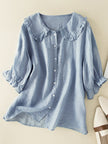 FJØRNA women's summer dress with ruffle linen fabric, sleeveless style, lightweight and breezy for warm weather.