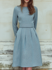 FJØRNA vintage tweed long-sleeved midi dress, elegant tailored dress with classic pattern and fitted silhouette.