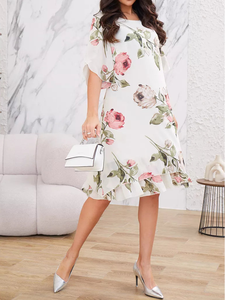 FJØRNA Violeta elegante vestido de gasa blanco, flowy dress with delicate fabric and elegant design, perfect for special occasions.