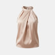 FJØRNA satin top for women, stylish and smooth fabric, featuring a sleeveless design and elegant fit.