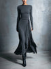 Grey Knit Wrap Maxi Dress For Women