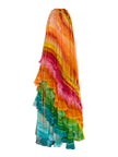 Unique Colorful Print Ruffle Women's Maxi Dress - Summer
