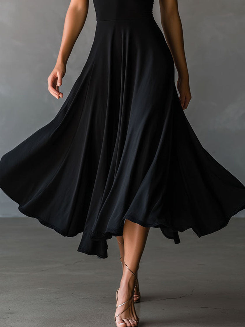 Black Halter Neck Midi Dress | Evening Dress