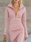 Pink V-Neck Maxi Dress | Evening Dress