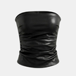 FJØRNA faux leather top for women, stylish and fitted, featuring a sleek design perfect for casual or evening wear.