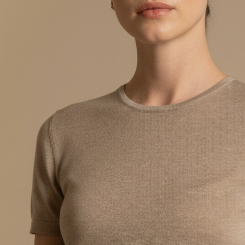 FJØRNA men's slim fit T-shirt in a casual top style, shown in a close-up image highlighting comfortable fabric and modern fit.