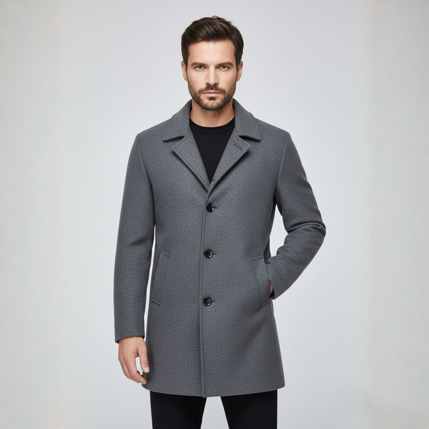 Stylish Grey Wool Coat