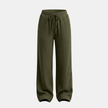 Women’s cotton wide-leg trousers from FJØRNA, casual lightweight pants in neutral color, with a relaxed fit and flowing silhouette.