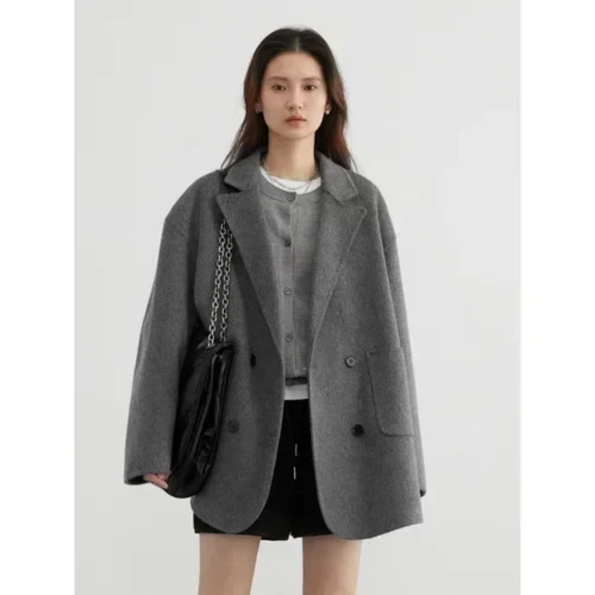 Double Breasted Wool Coat Oatmeal