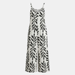 FJØRNA two-piece women's suit set with wide-leg pants and tropical print top, perfect for summer or casual outings.