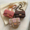 Tanja – Chic Tweed Shoulder Bag with Gold Chain Accent