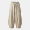 FJØRNA women's high waist cotton linen trousers with relaxed fit, featuring a lightweight, breathable fabric and classic pant style.