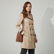 Women's Double-Breasted Trench Coat with Belt and Cuff Straps – Classic Stylish Outerwear for Transitional Seasons