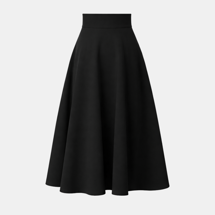 FJØRNA women's high waist midi skirt with pockets, stylish and comfortable, featuring a sleek design and functional pocket details.