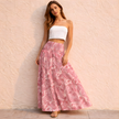 FJØRNA women's high waist maxi skirt with paisley print, flowing design, and elegant style for casual or dressy occasions.