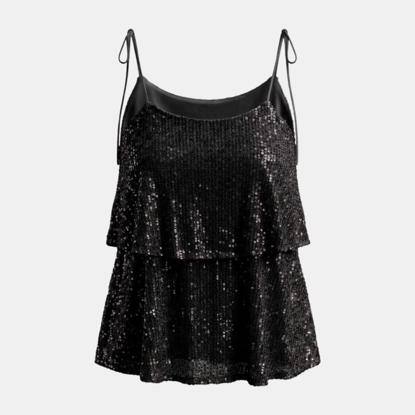 FJØRNA men's sequin top, stylish sleeveless top with shimmering sequins, perfect for fashionable casual or party wear.