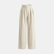 FJØRNA women’s high waisted pleated wide leg trousers, stylish and flowy pants with a relaxed fit and elegant pleats.
