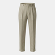 Men's linen straight leg trousers by FJØRNA with high waist and pleated design, shown in a natural pose on a plain background.