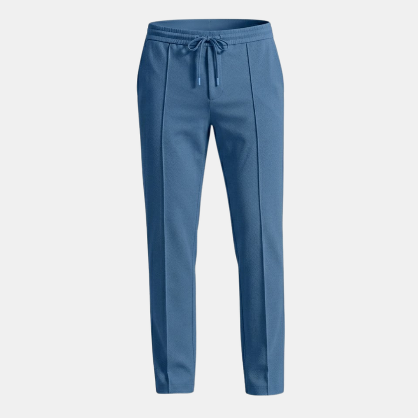 FJØRNA men's straight leg trousers with drawstring, relaxed fit, casual pants made from comfortable fabric.