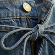 FJØRNA denim two-piece suit set for women featuring a stylish wide-leg design, displayed on a model against a neutral background.