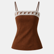 Women’s cotton camisole top with lace trim by FJØRNA, perfect for summer, featuring a lightweight, sleeveless design.