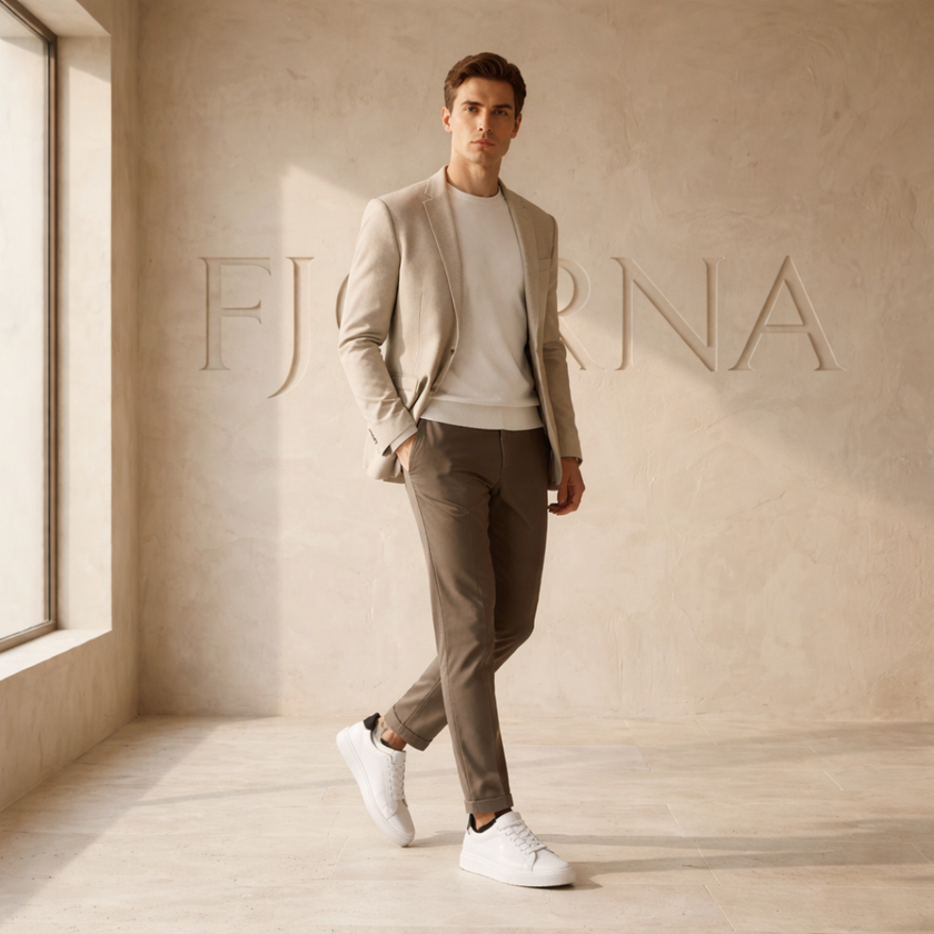 FJØRNA men's leather trainers shoes with sleek design and sturdy soles, perfect for casual and everyday wear.