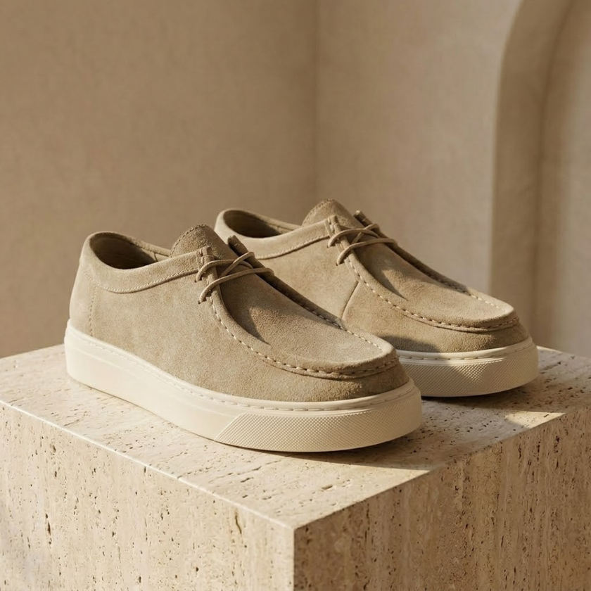 FJØRNA men's suede lace-up loafers, stylish and comfortable shoes with a sleek design and classic slip-on style.