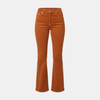 FJØRNA high waist flared women's trousers with wide-leg design, shown hanging on a rack.