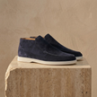 FJØRNA men's suede loafers slip-on shoes with a casual, smart design, featuring a sleek brown finish and comfortable fit.