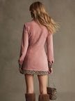 Pink Faux Suede Leopard Print Mini Dress | Casual Dress