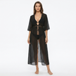Women's FJØRNA tie waist cover-up maxi dress with breathable woven fabric, featuring a relaxed fit and flowing silhouette.
