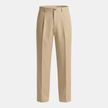 FJØRNA men's linen straight-leg pleated trousers displayed on a hanger, showcasing lightweight, breathable fabric and classic fit.